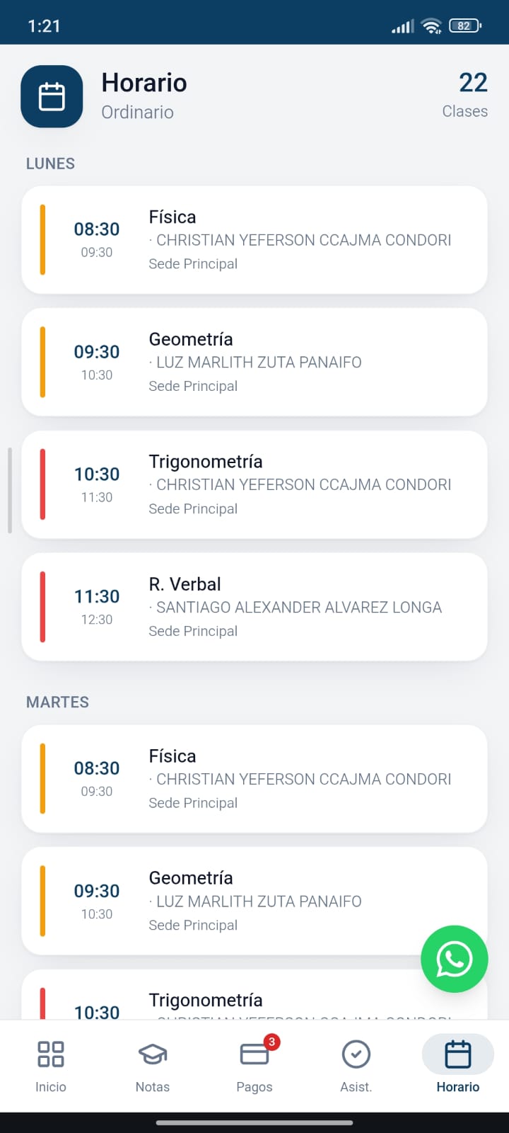 Portal del estudiante — pantalla 5